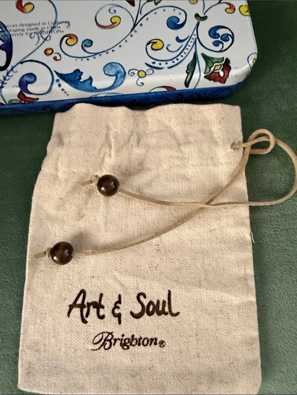 Brighton Art & Soul Decorative Strap in Blue, Yellow and Orange Scroll Motif